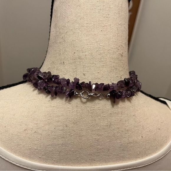 Amethyst chip necklace w/pendant - Picture 5 of 12